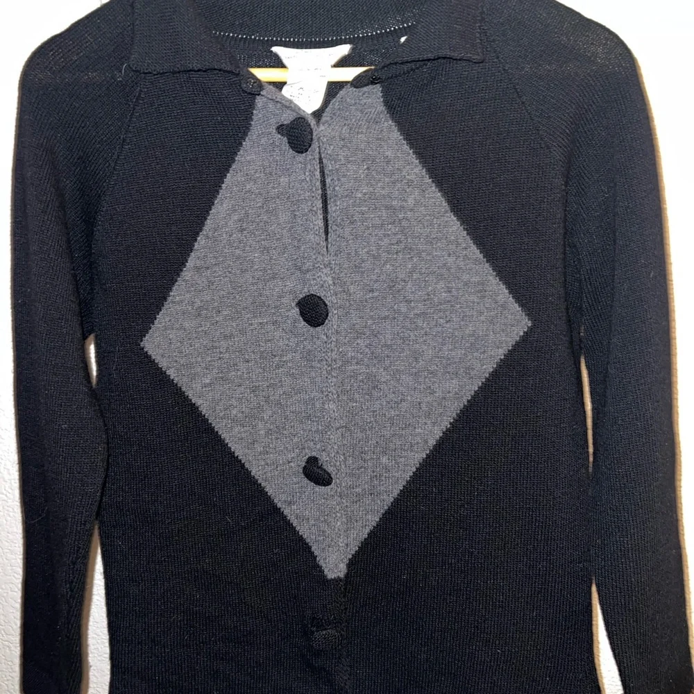 Barneys New York Sweater with Gray Diamond Front - Picture 3 of 5